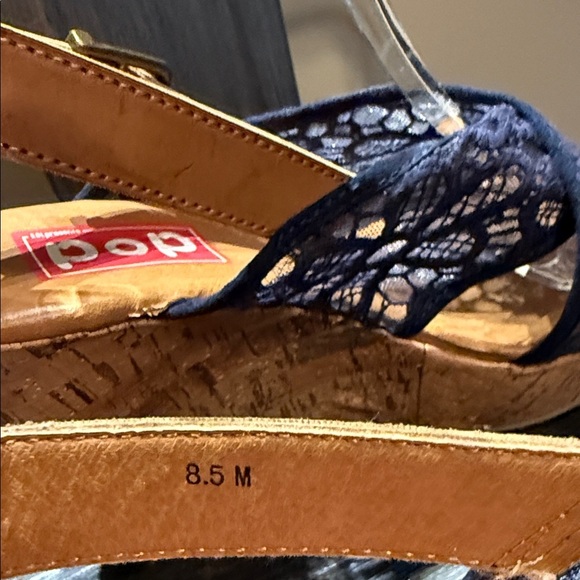 Pop Midnight Blue Lace Wedge Sandals - Picture 15 of 15